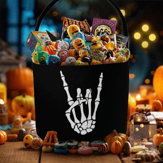 Happy Halloween Skeleton Hand FunnyTrick or treat Fabric Baskets