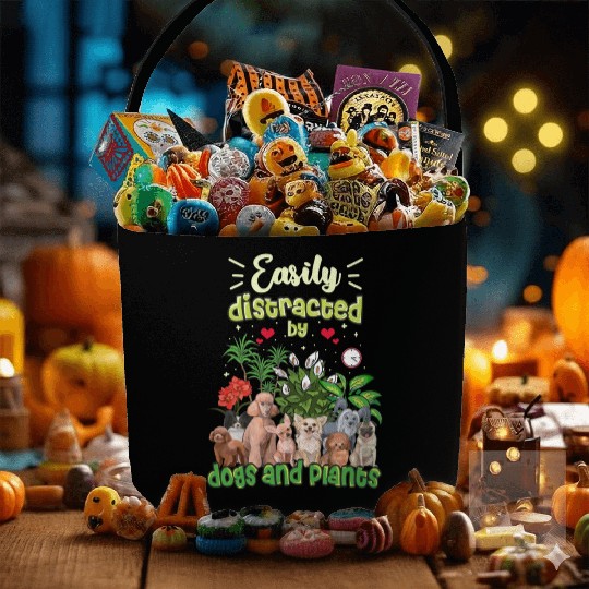 Dogs And Plants Lover Quote Cartoon Fabric Baskets