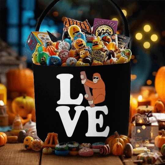 I Love Monkey Ape Orangutan Fabric Baskets