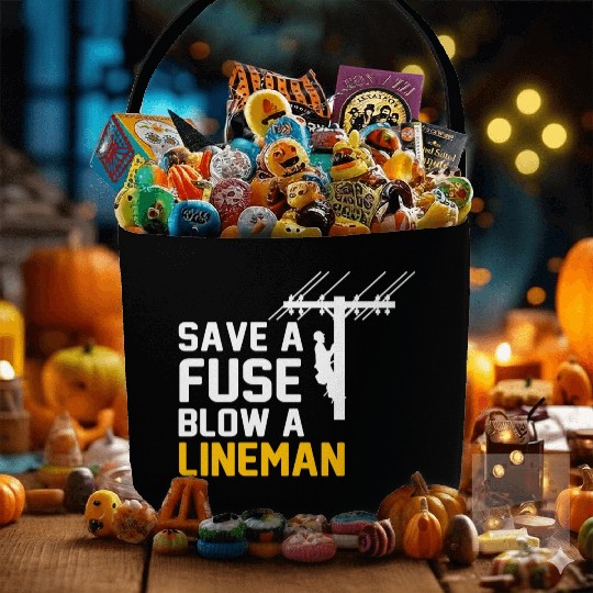 save a fuse blow a lineman Fabric Baskets