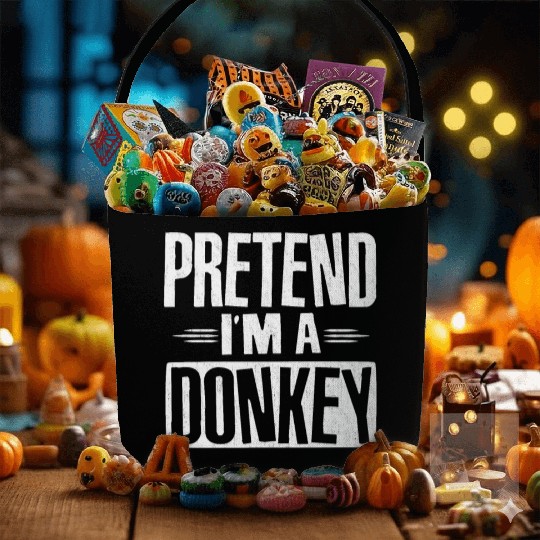 Pretend I'm A Donkey Easy Lazy Halloween Costume Fabric Baskets