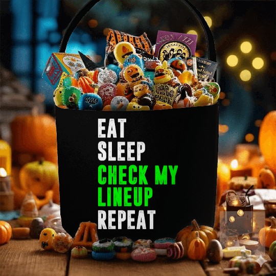 Eat sleep check my lineup repeat fantasy football Fabric Baskets