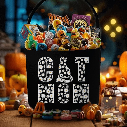 Cat Mom Cute Flowers Gift for Cat Lover Fabric Baskets