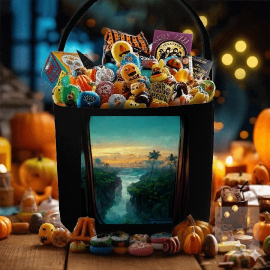 Paradise island painting Fabric Baskets