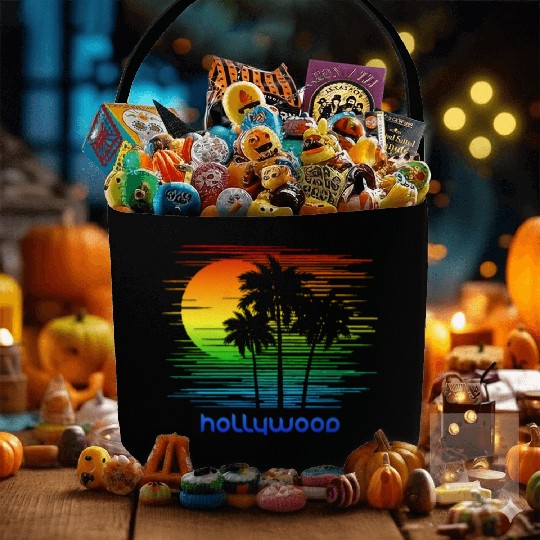 Hollywood California LGBTQ Rainbow Flag Pride Fabric Baskets