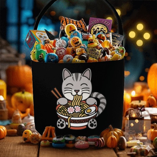 American Shorthair Cat Ramen Noodles Fabric Baskets