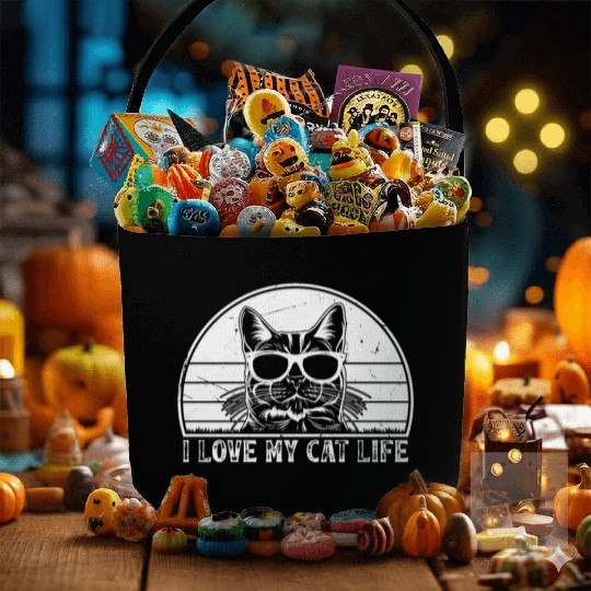 Cat Owner - I Love My Cat Life - Cat Lover Funny C Fabric Baskets