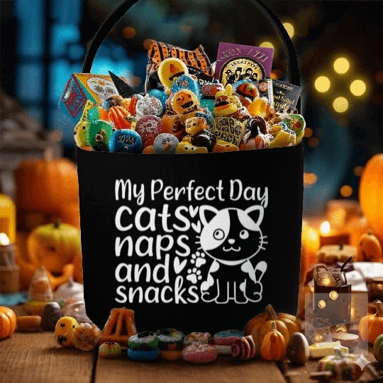 Cute Cat Owner I My Perfect Day Cats Naps and Snac Fabric Baskets