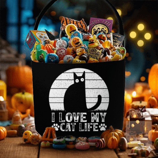 Cat Owner Cat Lover I Love My Cat Life Funny Cat M Fabric Baskets