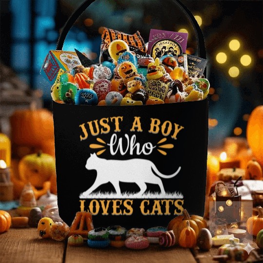Cat Lover Cute Cat Owner I Just A Boy Who Loves Ca Fabric Baskets