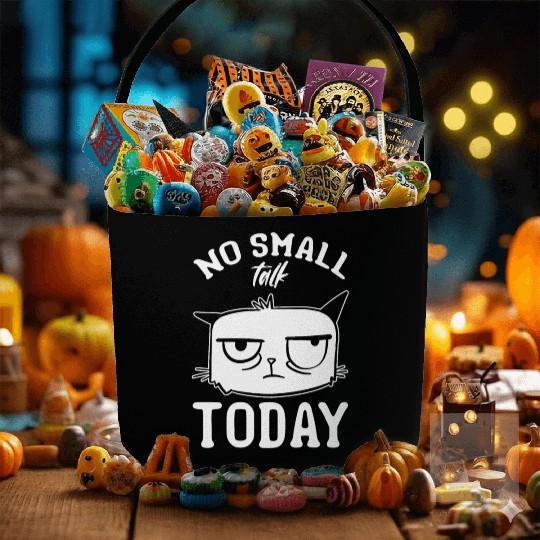 Funny Cat Meme I No Small Talk Today I Funny Cat Fabric Baskets