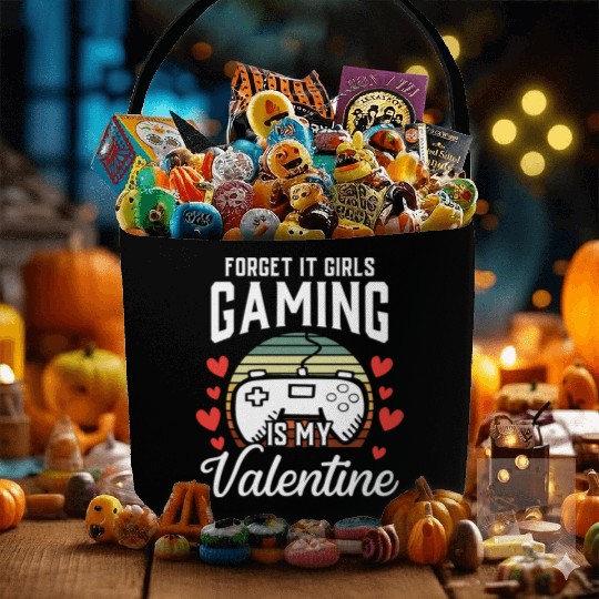 Video Gamer Gift Him Boys Gaming Is My Valentine Fabric Baskets
