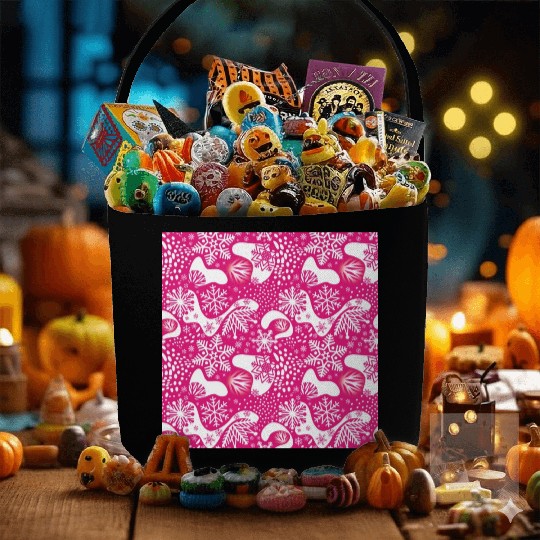 Abstract Pink Winter Pattern Fabric Baskets