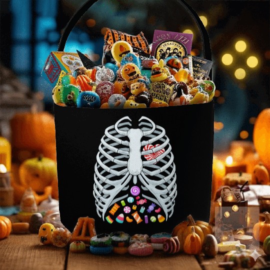 Funny Candy Skeleton Rib Cage Halloween Costume Fabric Baskets