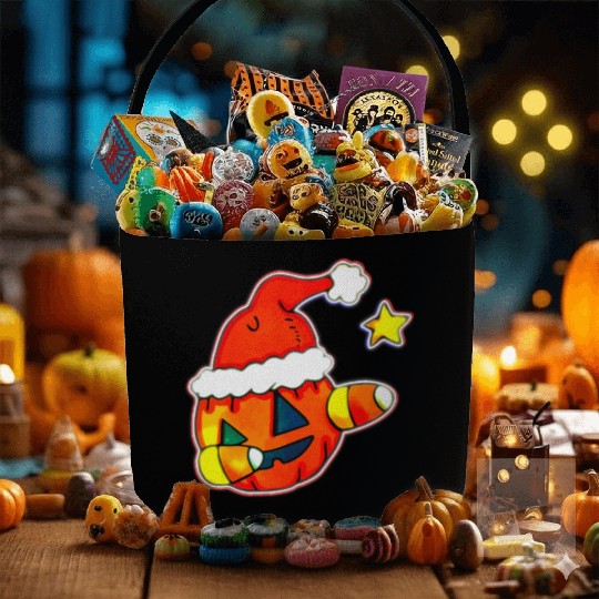 Jack O Lantern Dabbing Christmas Fabric Baskets