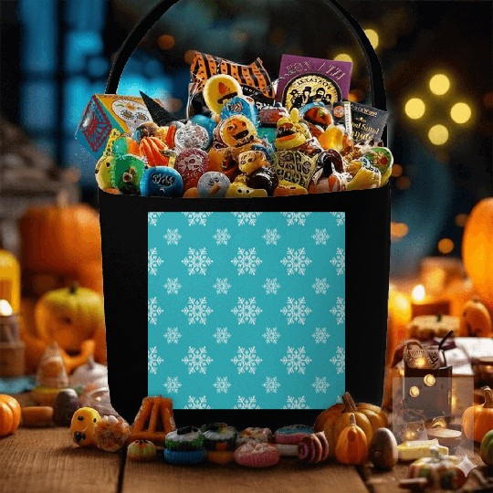 Decorative Teal Snowflakes Pattern Fabric Baskets