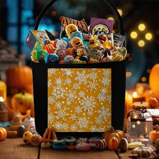 Orange Snowflakes Pattern Fabric Baskets