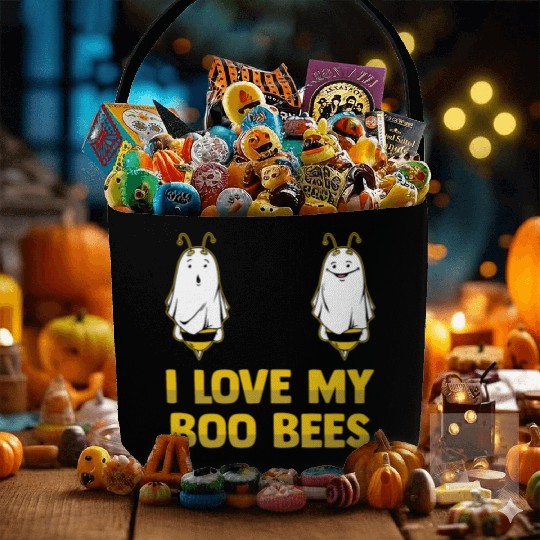 I Love My Boo Bees Bumble Bees Halloween Costume Fabric Baskets