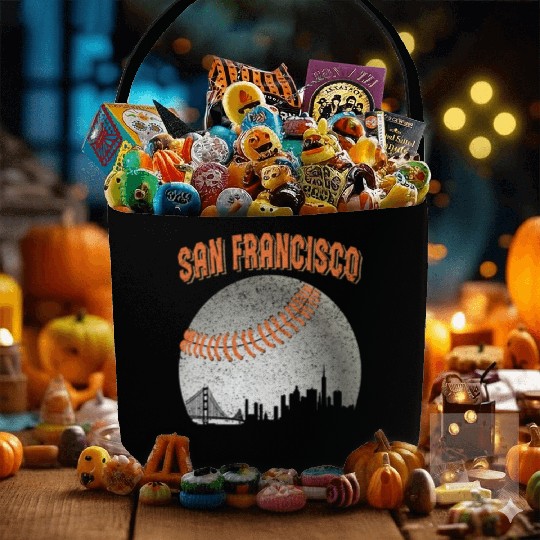 San Francisco Vintage Skyline Baseball For Gameday Fabric Baskets