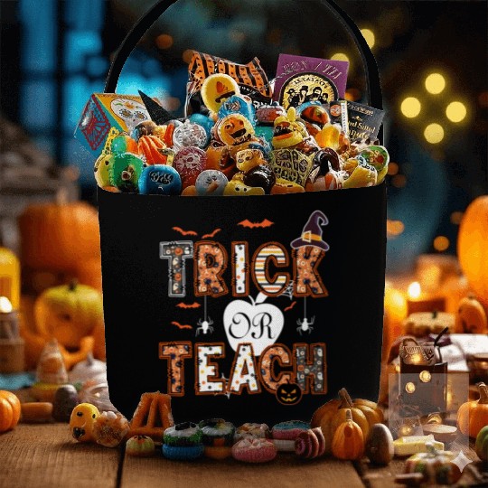 Trick Or Teach Funny Halloween Teacher Life Gift Fabric Baskets