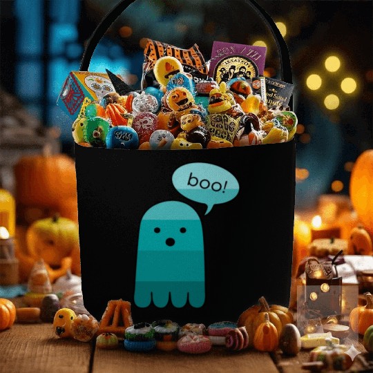 Persian Green Boo Ghost Halloween Fabric Baskets