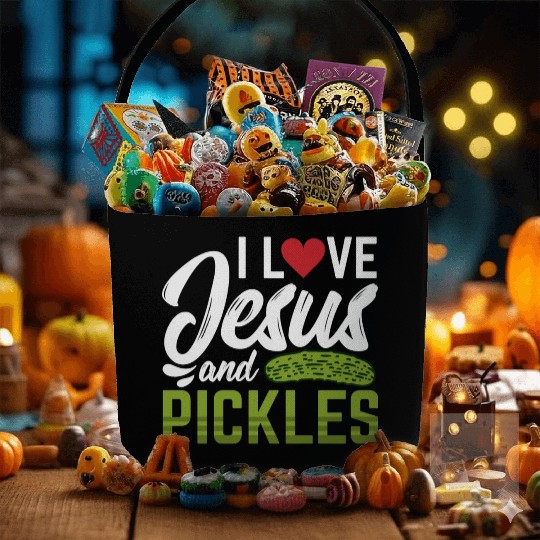 I Love Jesus And Pickles Fabric Baskets