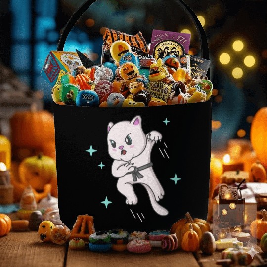 Kawaii Cat Ninja Kitten Fighter Karate Fabric Baskets