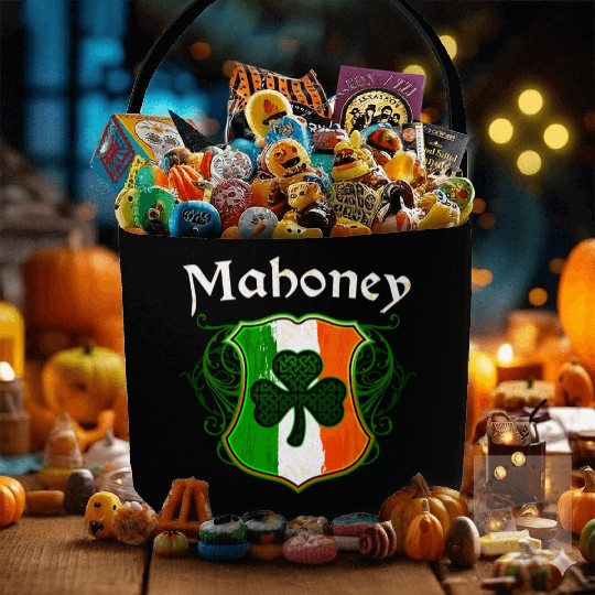 Mahoney Irish Surname Ireland Flag Shield Shamrock Fabric Baskets