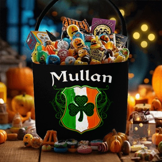 Mullan Irish Surname Ireland Flag Shield Shamrock Fabric Baskets