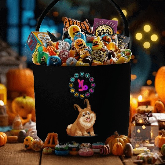 Funny Dog Lover Horoscope Capricorn Zodiac Sign Fabric Baskets