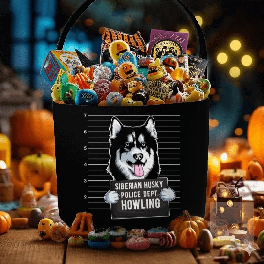 Husky Mugshot Dog Lover Fabric Baskets
