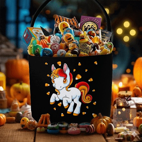 Halloween Unicorn Pony Candy Corn Halloween Fabric Baskets