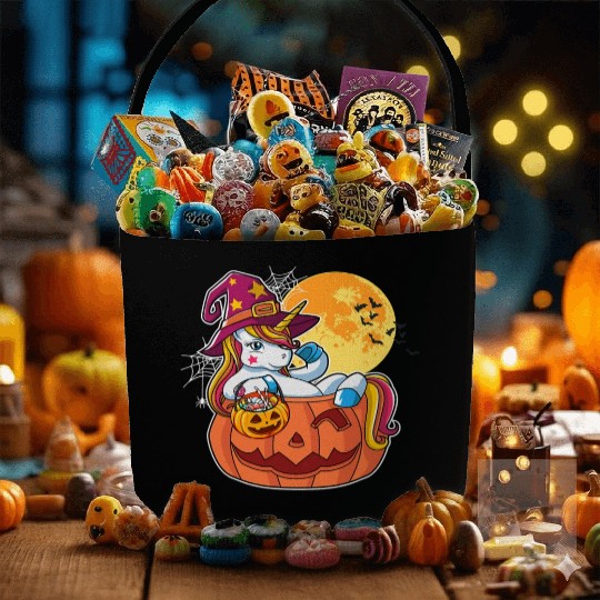 Halloween Unicorn Pony Trick Or Treat Halloween Fabric Baskets