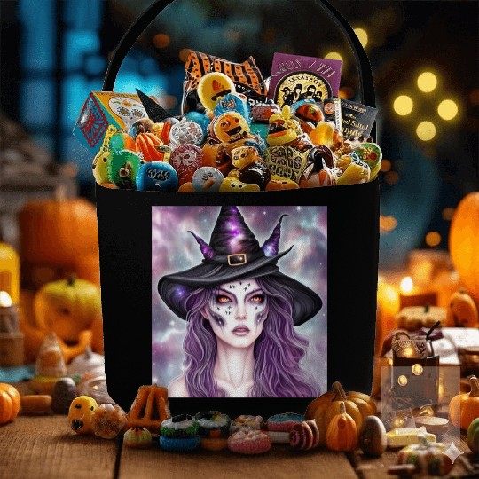 Witchy Girl Dark Woman Art Magical Girl Artwork Fabric Baskets