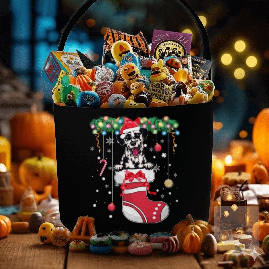 Dalmatian Dog Lover Christmas - Dog Christmas Stoc Fabric Baskets