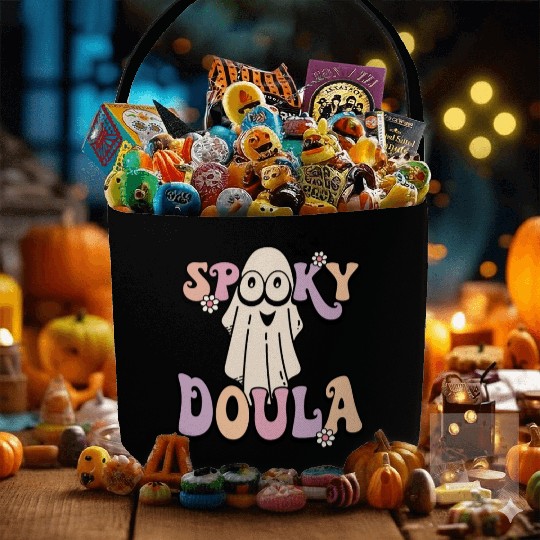 Cute Spooky Doula Halloween Retro Fabric Baskets