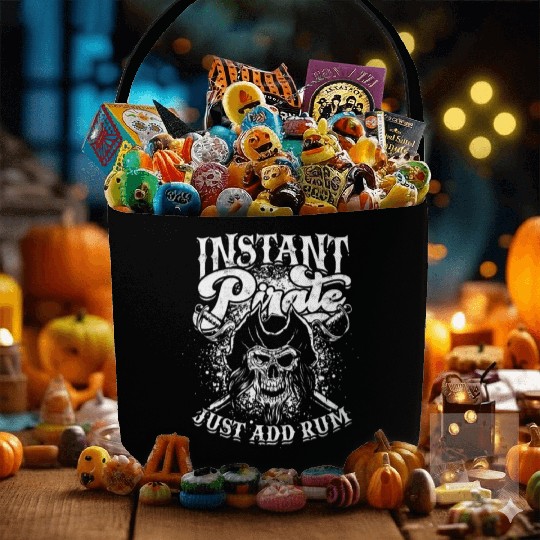Instant pirate just add rum - skull captain Fabric Baskets