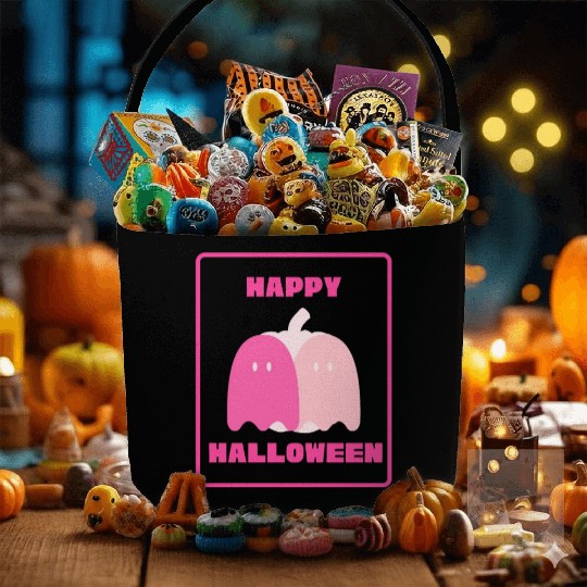 Pink Cute Halloween Fabric Baskets