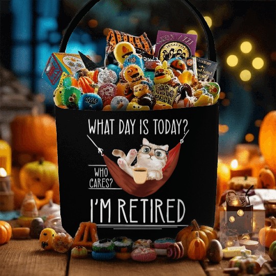 Retiree Cat Lover Retired Funny Retirement Fabric Baskets