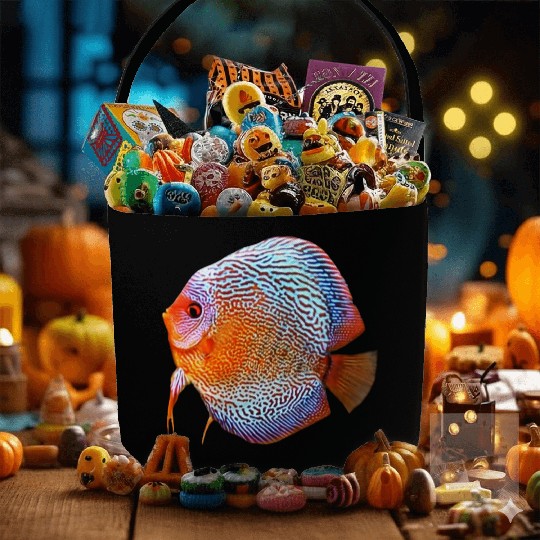 DISCUS FISH - Snakeskin, orange/blue Fabric Baskets