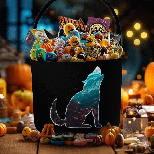 The Wilderness calls Wolf Mountains Forest Nature Fabric Baskets