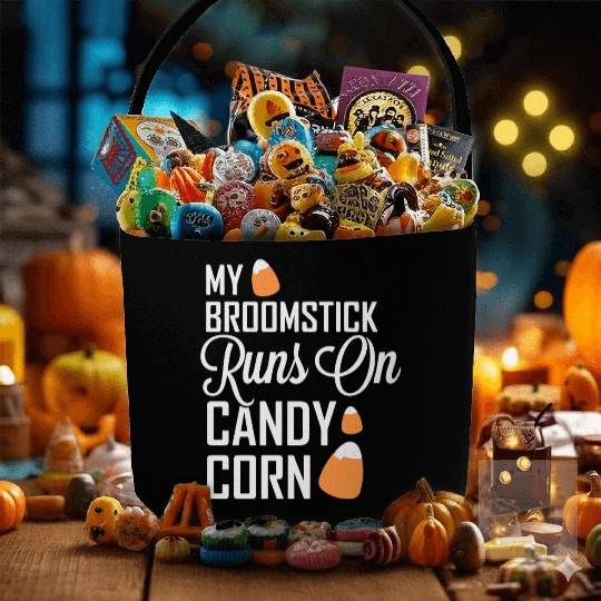 My Broomstick Runs On Candy Corn Fabric Baskets