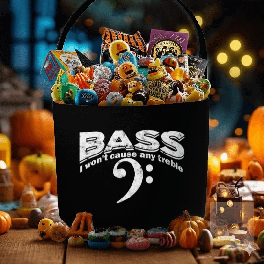 Bass I won't cause any treble - bass clef Fabric Baskets