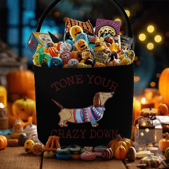 Tone Your Crazy Down Funny Dachshund Lover Fabric Baskets