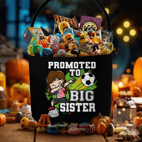 Promoted To Big Sister Soccer Player American Flag Fabric Baskets