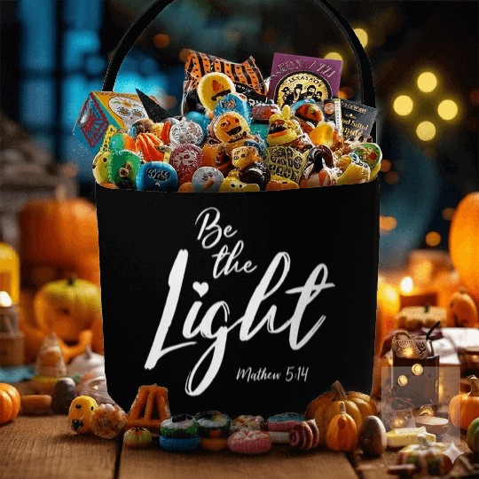 Be The Light Matthew 514 Christian Bible Verse T S Fabric Baskets