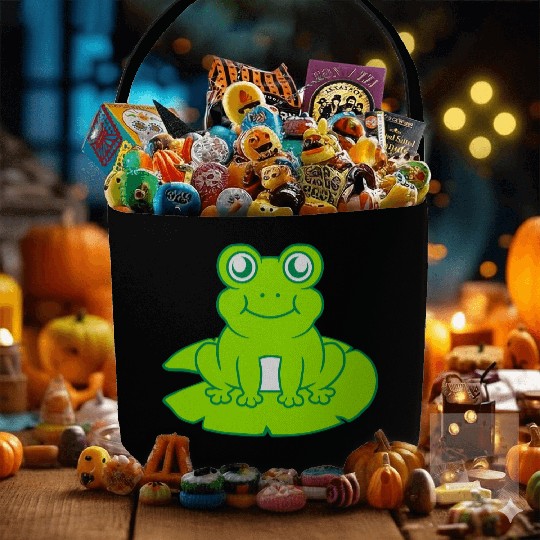 frog sitting water lily sea leaf Fabric Baskets