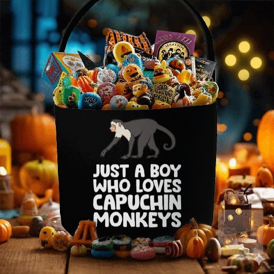 Just a Boy Who Loves Capuchin Monkeys Fabric Baskets