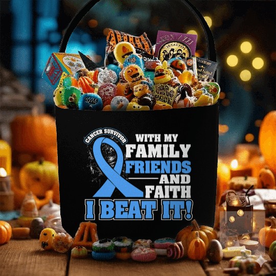 Family Faith I Beat It Prostate Cancer Awareness Fabric Baskets