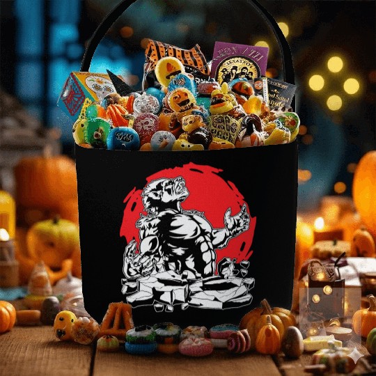 Halloween Monster Line Art Werewolf Horror Fabric Baskets